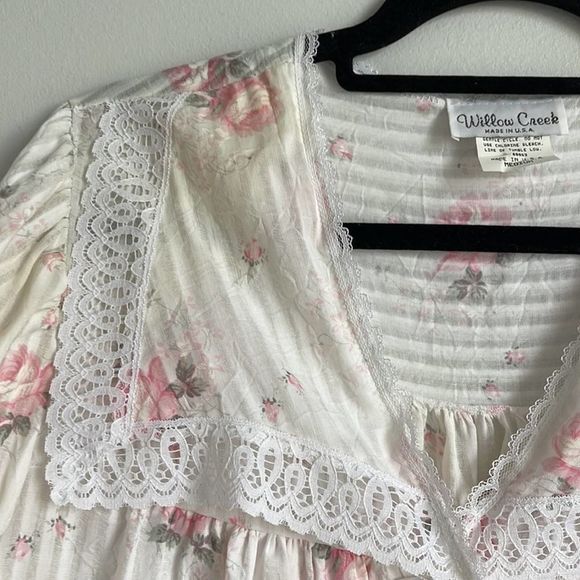 Vintag Willow Creek pearl button sailor collar lace trim shabby chic cottagecore - Picture 6 of 12